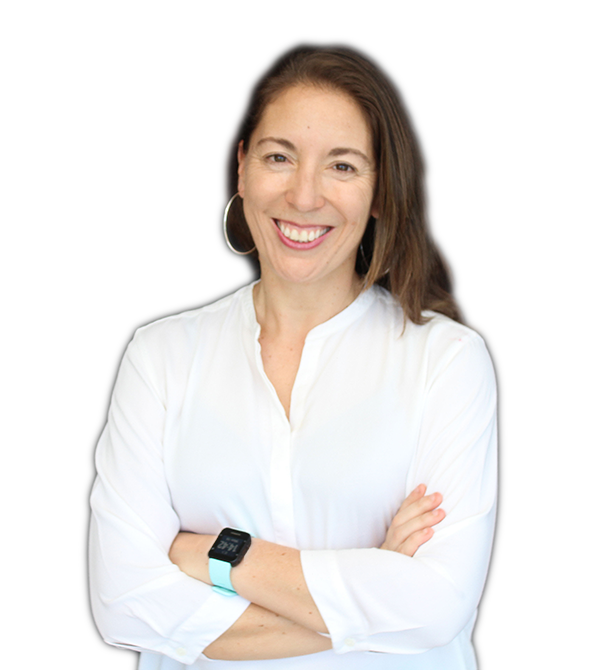 Woman wearing white with arms folded 